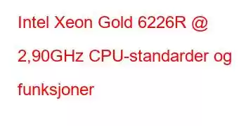 Intel Xeon Gold 6226R @ 2,90GHz CPU-standarder og funksjoner