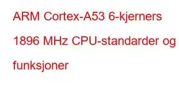 ARM Cortex-A53 6-kjerners 1896 MHz CPU-standarder og funksjoner