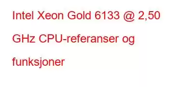 Intel Xeon Gold 6133 @ 2,50 GHz CPU-referanser og funksjoner